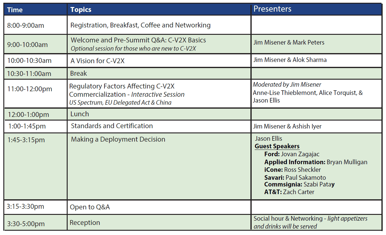 Qualcomm C-V2X event agenda